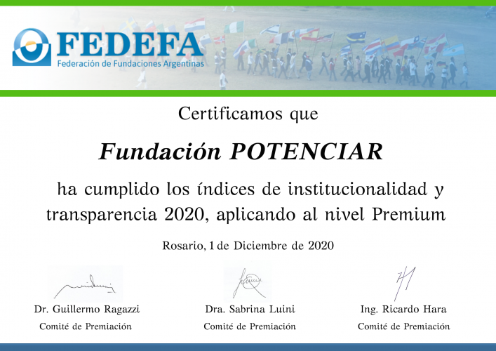 Certificado Premio FEDEFA a la Solidaridad 2020